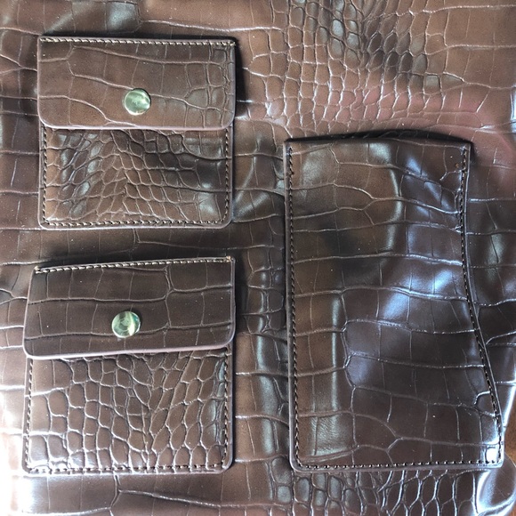 Studio 33 Caramel Brown Alligator Print Tote Bag, Plastic Chainlink Straps, NWT - Picture 2 of 6